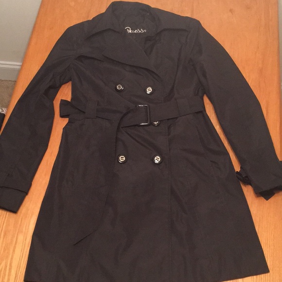 guess black trench coat